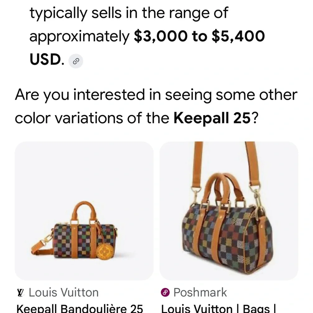 Louis Vuitton 25 L Vers Damier Ebene Keepall bandoliere 2025 gorgeous! ❤️💙💛🤎 - Picture 8 of 8